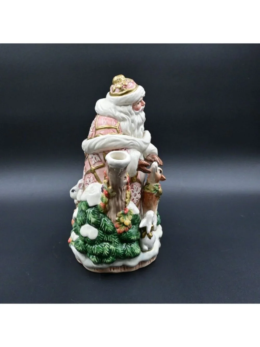 Fitz & Floyd Snowy Woods Santa Teapot Vintage 1996 Ceramic Christmas Decor